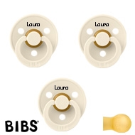 BIBS Colour Sutter med navn str2, 3 Ivory, Runde latex